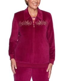 Alfred Dunner Bright Idea Embellished Velour Jacket   Berry at Macys